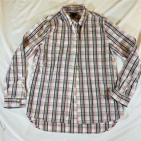 Gap EUC Boyfriend fit baby pink plaid button down cotton shirt XS - Picture 10 of 10